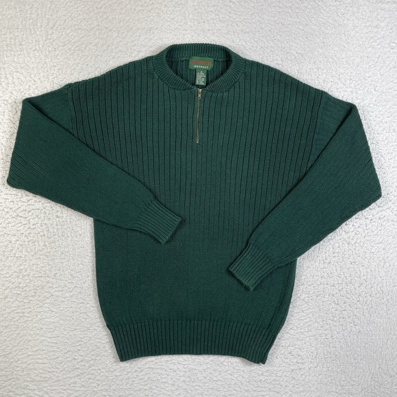 American Outpost Other - American Outpost Sweater Mens‎ Medium Green Ribbed Quarter Zip Vintage Hong Kong